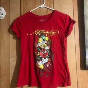 Ed Hardy Women's Red Graphic Tee